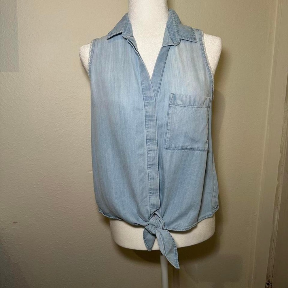 Cloth & Stone Chambray Tie-Front Tank (Small)